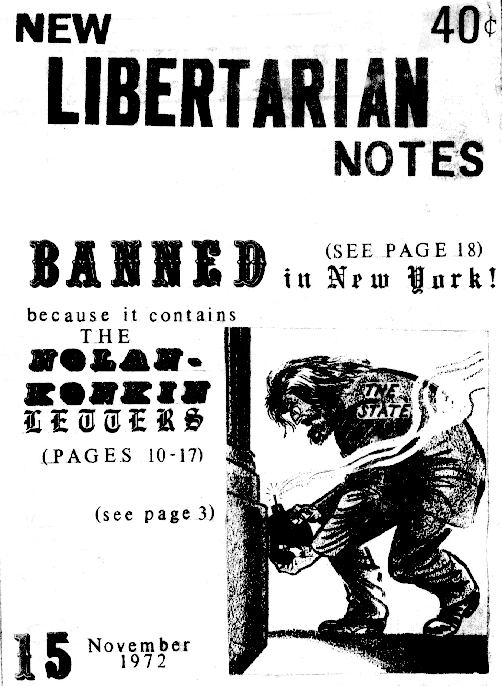 Cover of New Libertarian Notes Volume 2 Number 15