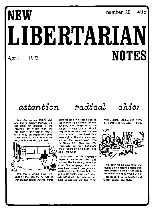 Cover of New Libertarian Notes Volume 2 Number 20